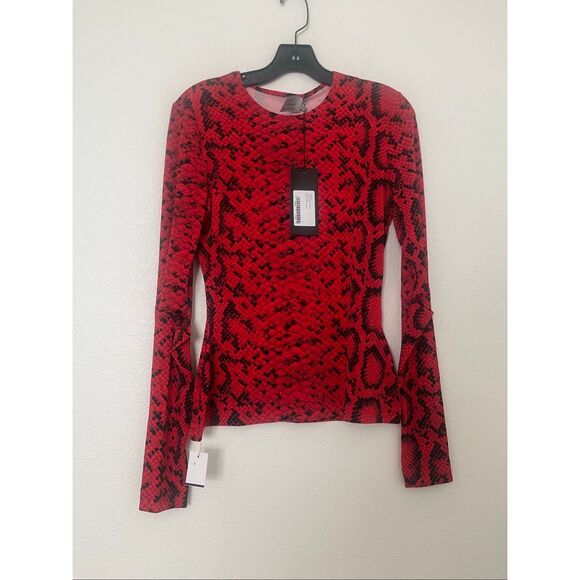 Preen By Thornton Bregazzi Stretch Red Serpent Long Sleeve Top NEW NWT - Picture 3 of 8